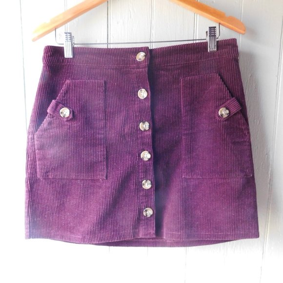 Vintage Dresses & Skirts - 💕Corduroy Plum Mini Skirt